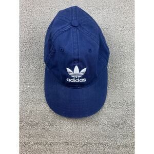 Adidas Men One Size Blue Baseball Cap Trefoil Logo Embroidered Adjustable Hat
